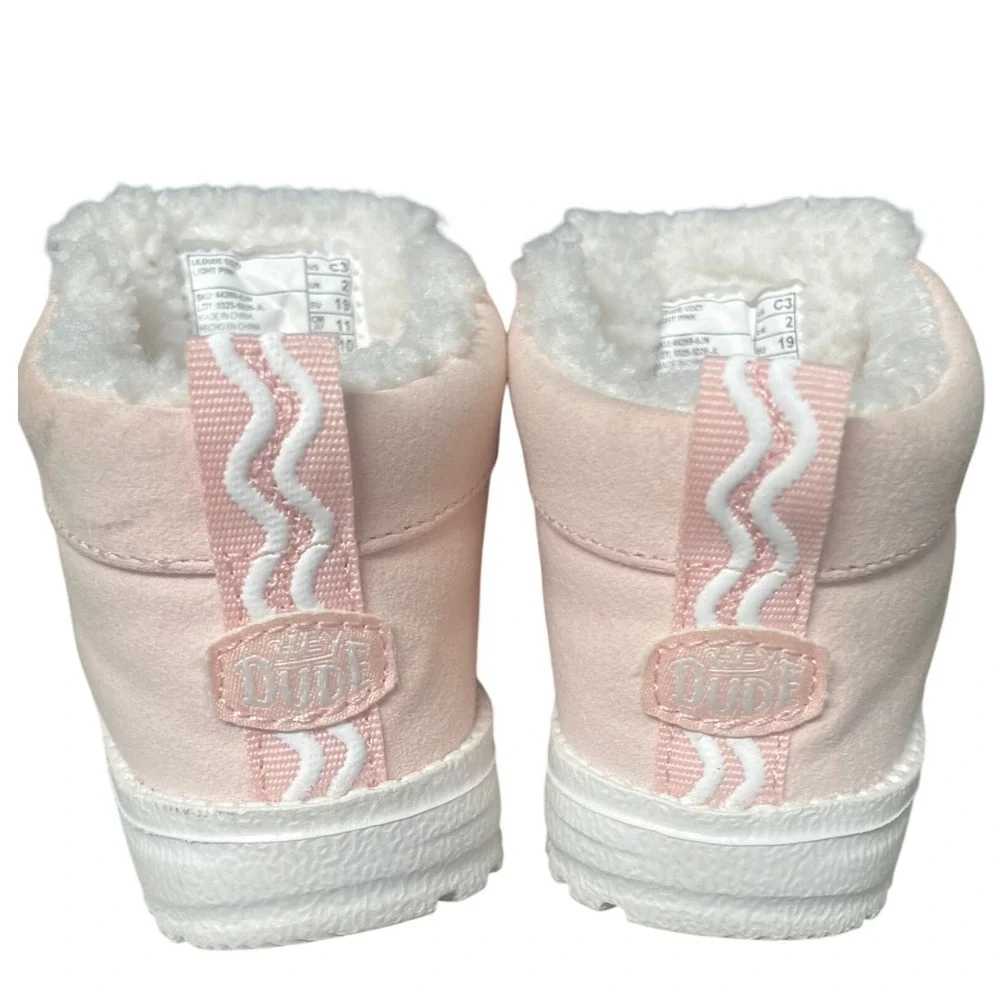 Hey Dude Lil Dude Cozy Light Pink Suede Sherpa Boots Toddler C3